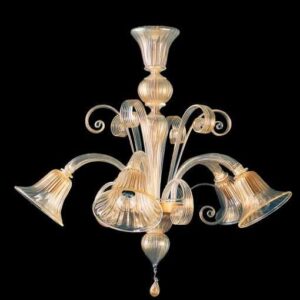 Classical Murano Glass Chandelier with Gold Leaf Infusion