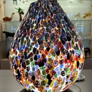 Luxury Multicolor Murrine Murano Glass Table Lamp – Venetian Handblown Vase-Shaped Accent Light